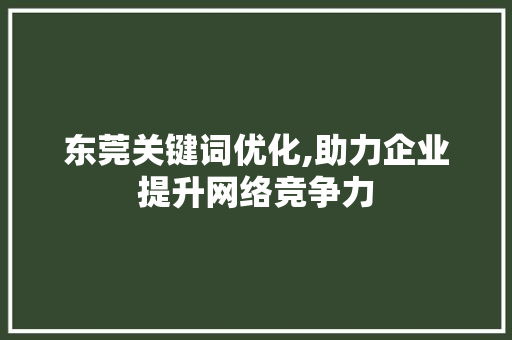 东莞关键词优化,助力企业提升网络竞争力