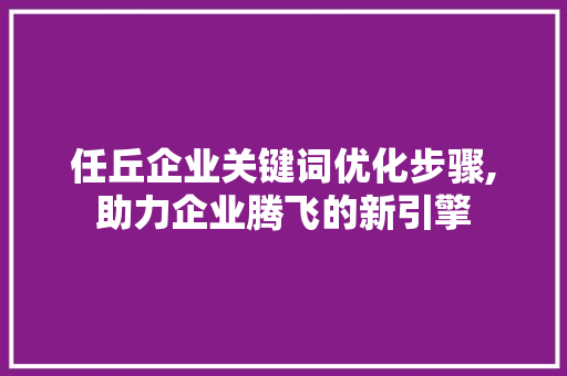 任丘企业关键词优化步骤,助力企业腾飞的新引擎