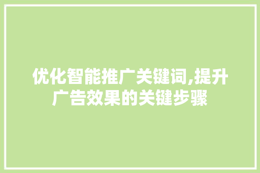 优化智能推广关键词,提升广告效果的关键步骤 网站开发