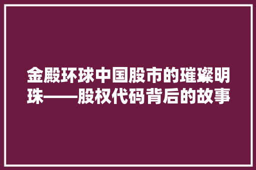 金殿环球中国股市的璀璨明珠——股权代码背后的故事