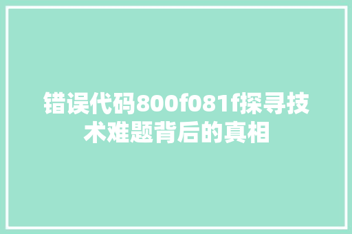 错误代码800f081f探寻技术难题背后的真相 英文谷歌算法