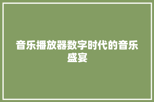 音乐播放器数字时代的音乐盛宴