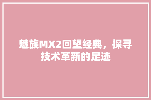 魅族MX2回望经典，探寻技术革新的足迹 小程序开发