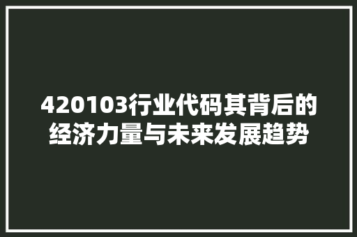 420103行业代码其背后的经济力量与未来发展趋势 英文谷歌算法