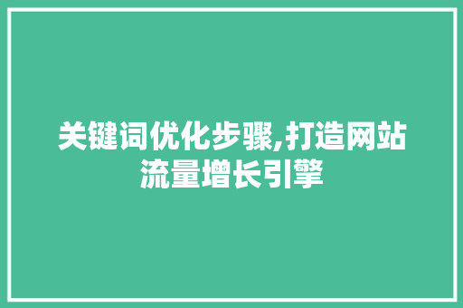 关键词优化步骤,打造网站流量增长引擎