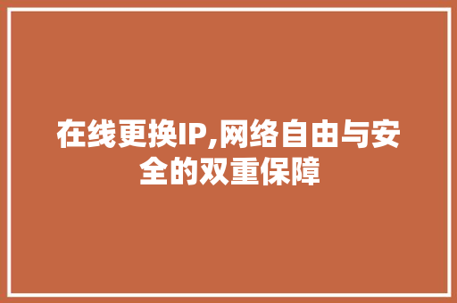 在线更换IP,网络自由与安全的双重保障