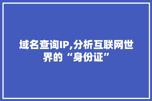 域名查询IP,分析互联网世界的“身份证”