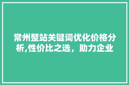 常州整站关键词优化价格分析,性价比之选,助力企业互联网营销 seo技术 常州整站关键词优化价格分析,性价比之选,助力企业互联网营销 seo技术