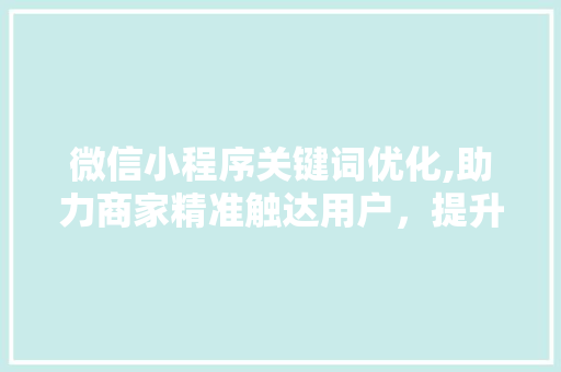 微信小程序关键词优化,助力商家精准触达用户，提升转化率