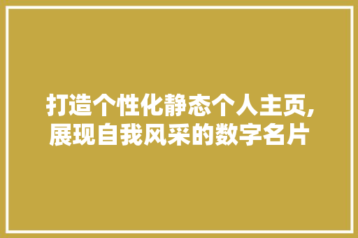 打造个性化静态个人主页,展现自我风采的数字名片 seo技术