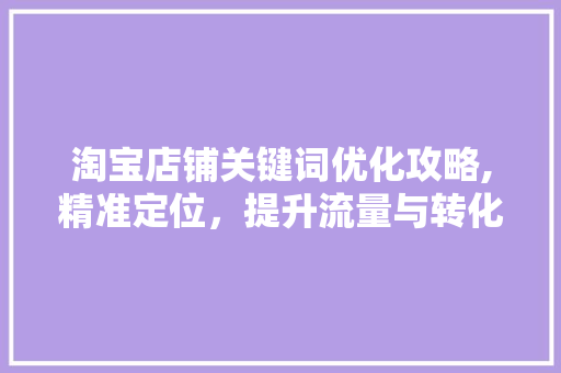 淘宝店铺关键词优化攻略,精准定位，提升流量与转化率
