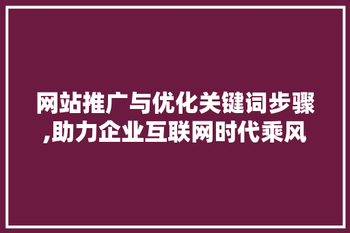 网站推广与优化关键词步骤,助力企业互联网时代乘风破浪