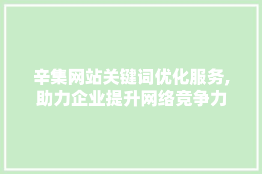 辛集网站关键词优化服务,助力企业提升网络竞争力