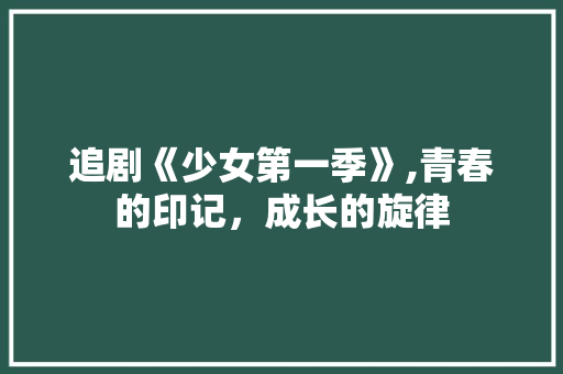追剧《少女第一季》,青春的印记，成长的旋律 seo技术