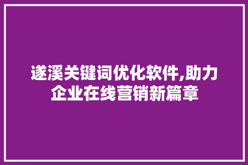 遂溪关键词优化软件,助力企业在线营销新篇章