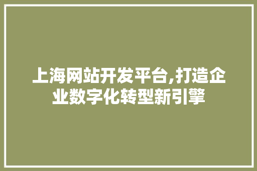 上海网站开发平台,打造企业数字化转型新引擎
