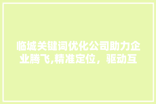 临城关键词优化公司助力企业腾飞,精准定位，驱动互联网营销新格局 网站开发