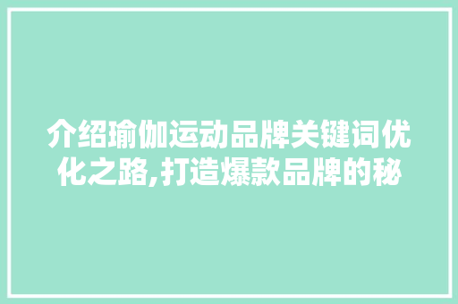 介绍瑜伽运动品牌关键词优化之路,打造爆款品牌的秘密武器