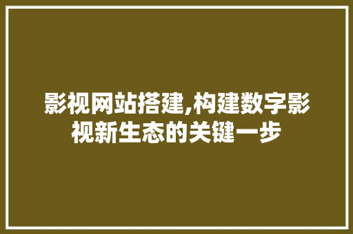 影视网站搭建,构建数字影视新生态的关键一步