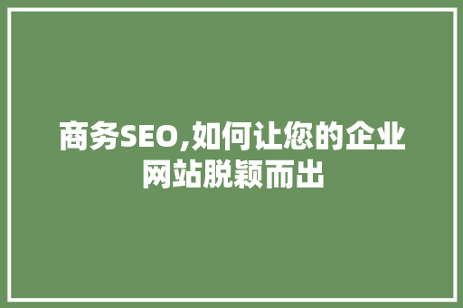 商务SEO,如何让您的企业网站脱颖而出
