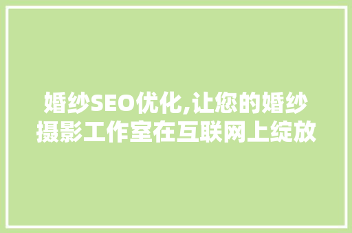 婚纱SEO优化,让您的婚纱摄影工作室在互联网上绽放光彩