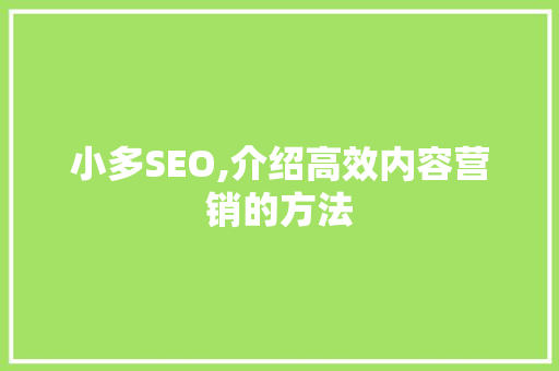 小多SEO,介绍高效内容营销的方法 360搜优化