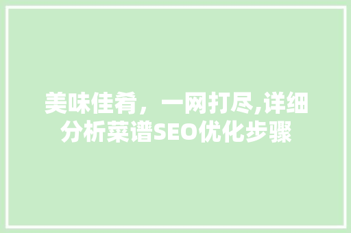 美味佳肴，一网打尽,详细分析菜谱SEO优化步骤