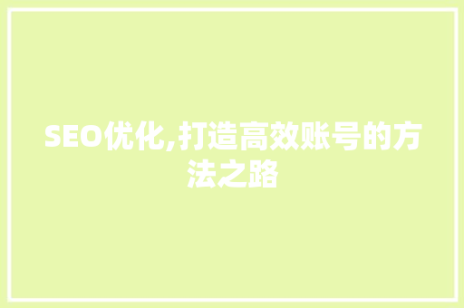 SEO优化,打造高效账号的方法之路