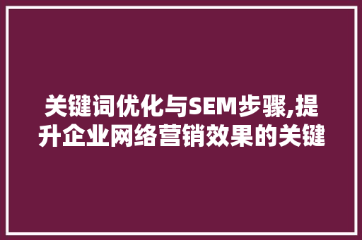 关键词优化与SEM步骤,提升企业网络营销效果的关键途径