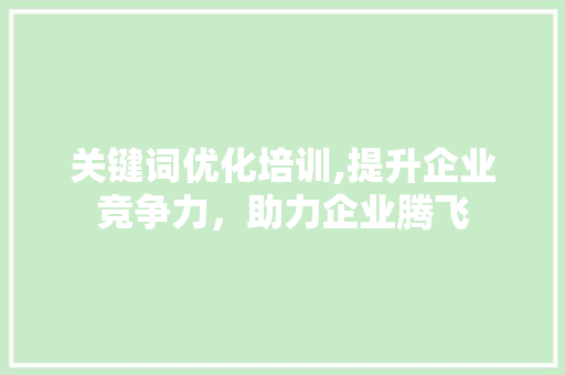 关键词优化培训,提升企业竞争力，助力企业腾飞 小程序开发
