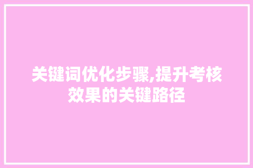 关键词优化步骤,提升考核效果的关键路径 网站优化