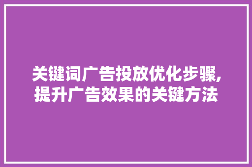 关键词广告投放优化步骤,提升广告效果的关键方法 小程序开发