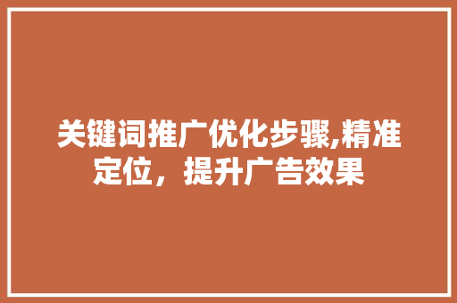 关键词推广优化步骤,精准定位，提升广告效果