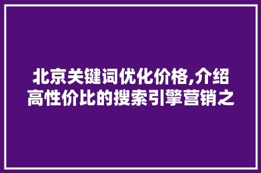 北京关键词优化价格,介绍高性价比的搜索引擎营销之路