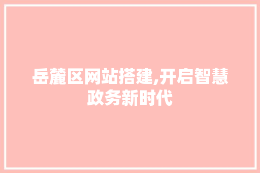 岳麓区网站搭建,开启智慧政务新时代