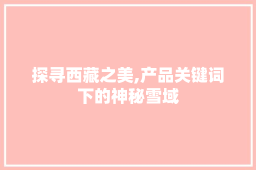 探寻西藏之美,产品关键词下的神秘雪域