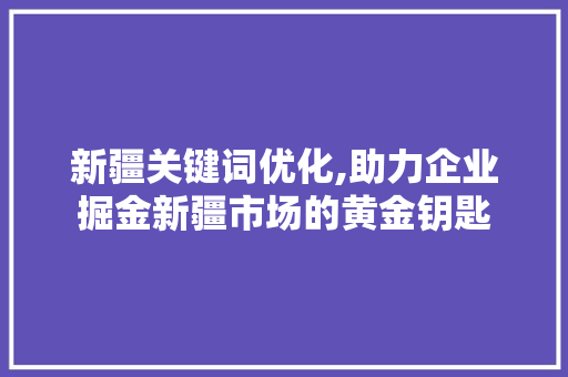 新疆关键词优化,助力企业掘金新疆市场的黄金钥匙 小程序开发