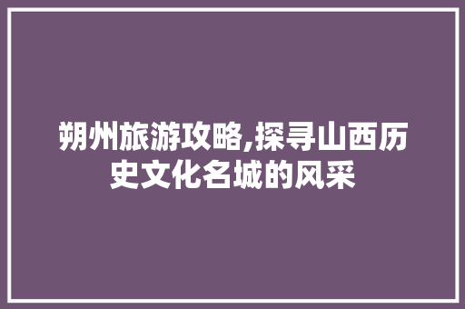 朔州旅游攻略,探寻山西历史文化名城的风采