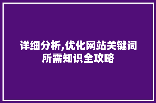 详细分析,优化网站关键词所需知识全攻略 网站开发