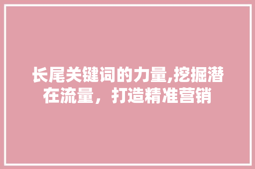 长尾关键词的力量,挖掘潜在流量，打造精准营销