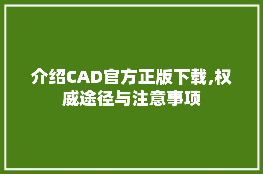 介绍CAD官方正版下载,权威途径与注意事项