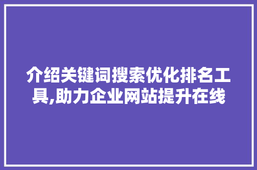 介绍关键词搜索优化排名工具,助力企业网站提升在线竞争力
