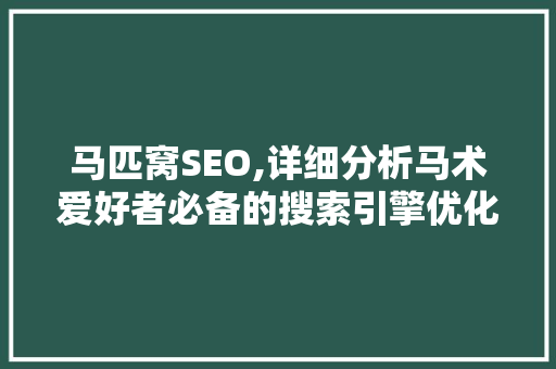 马匹窝SEO,详细分析马术爱好者必备的搜索引擎优化方法 头条优化