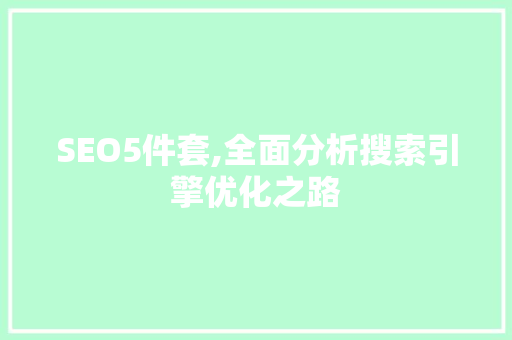 SEO5件套,全面分析搜索引擎优化之路 AI技术学习