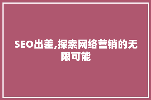 SEO出差,探索网络营销的无限可能