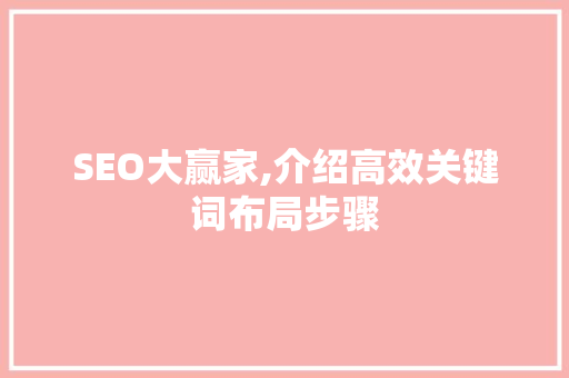 SEO大赢家,介绍高效关键词布局步骤