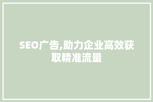SEO广告,助力企业高效获取精准流量 百度算法