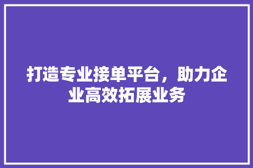 打造专业接单平台，助力企业高效拓展业务 打造专业接单平台，助力企业高效拓展业务 网站开发