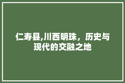 仁寿县,川西明珠，历史与现代的交融之地