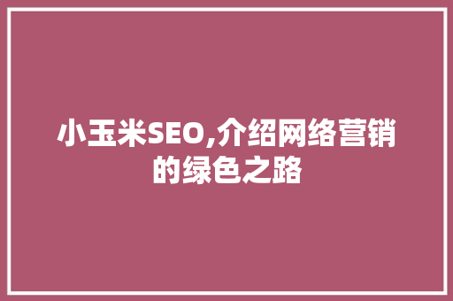 小玉米SEO,介绍网络营销的绿色之路